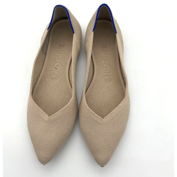 Rothy's Point II Ecru Flats Tortoiseshell Pattern Soles Washable Size 9 - Picture 3 of 10